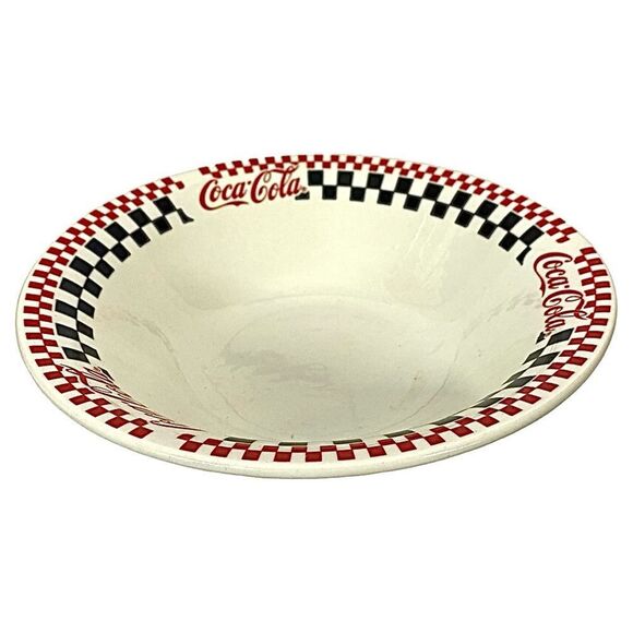 COCA-COLA Gibson Serving Bowl Checkered Design LARGE 10" Vintage 1997 - Picture 2 of 3